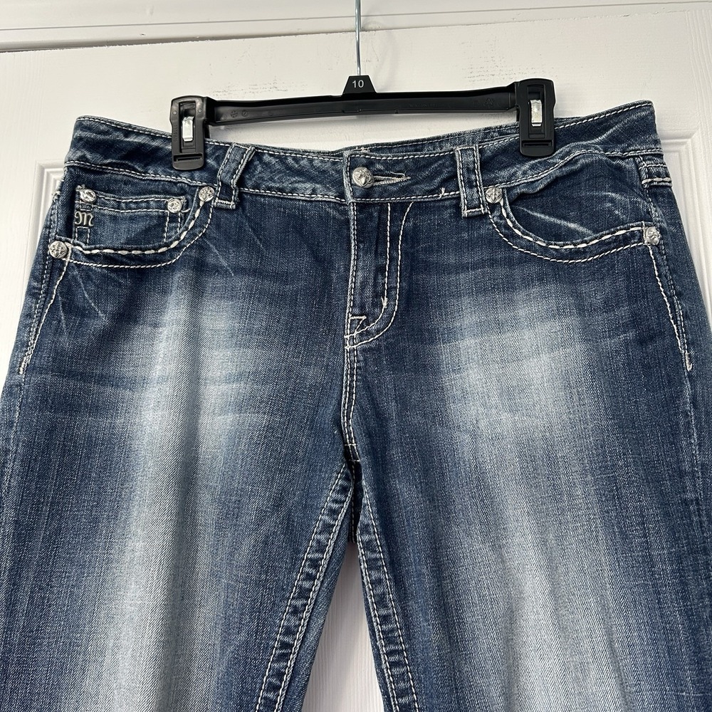 Miss Me Jeans Size 32 JE5786ER Easy Boot Rhinestone Embellished Bling Women EUC - Picture 2 of 13